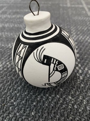 Hand painted and signed Ceramic Native American Christmas Ornament - Kimo Decora