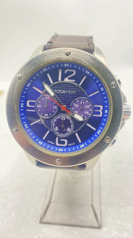 RocaWear Men's Watch Chronograph Blue Dial RM7778 Working - Image 2 of 4