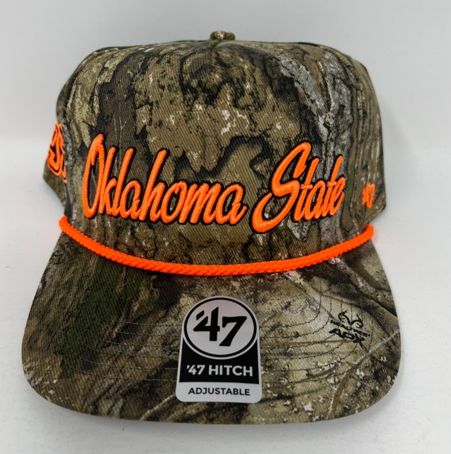 Oklahoma State Cowboys OSU '47 Realtree Camo Script Hitch Rope Snapback Hat