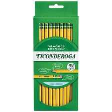 TICONDEROGA Wood-Cased Pencils, 2 HB Soft, Unsharpened, 48 Pack, Yellow