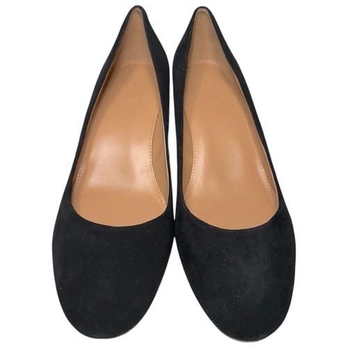 J. Crew Women’s Size 7.5 Black Suede Bryn Glitter Block Slip On Round Toe Heels - Picture 4 of 10