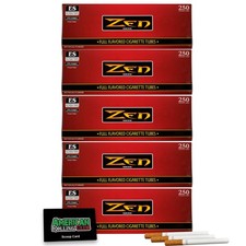 Zen Cigarette Tubes: Regular Red Box, King Size - 5 Packs (1250 Tubes) w/ Scoop