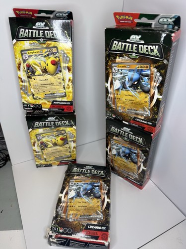 Pokemon TCG EX Battle Decks Box Ampharos & Lucario EX Sealed New Set of 5 Boxes
