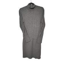 White House Black Market Sweater Dress Small Gray Mock Neck Winter Cozy Knit