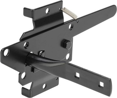 Heavy Duty Self-Locking Gate Latch for Wooden and PVC Fence, Black