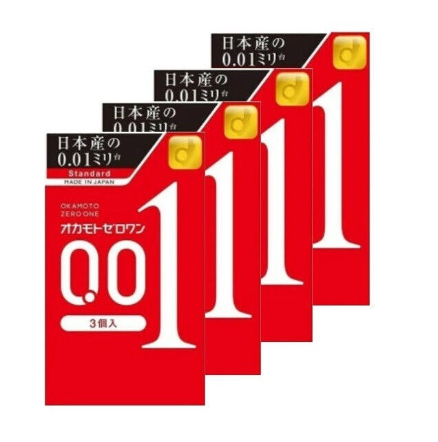 4 x OKAMOTO 001 Originalverpackung 0,01 mm Kondome mittelgroß (12 Stück)