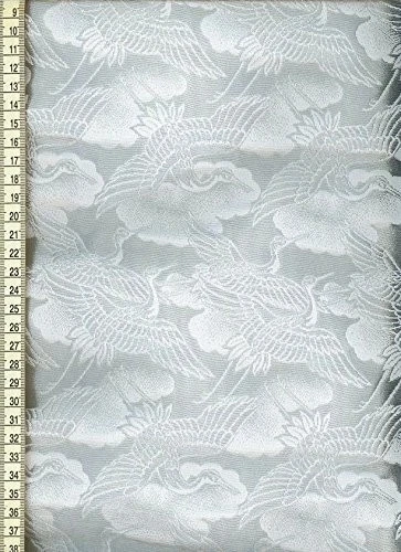Kyoto Nishijin Gold Brocade Kimono Fabric 28x20in Crane Silver White - Image 4 of 4