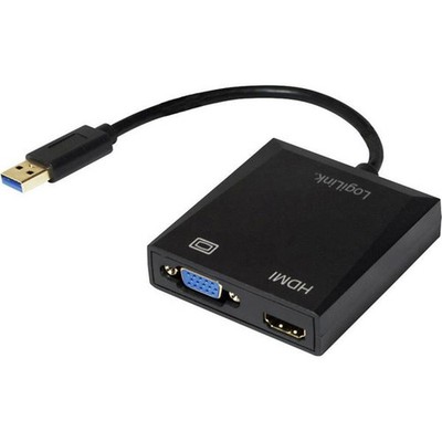 LogiLink UA0234 USB VGA Digital A/V Adapter Cable Black 10cm 3.0 A Digi