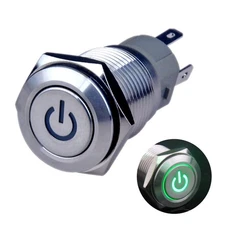 Latching Push Button Switch U16F5 1NO1NC SPDT ON/Off Silver Stainless Steel S...