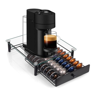 Kapselhalter Nespresso Vertuo Glas für 40 Kapseln Vertuo Next Plus schwarz, aus