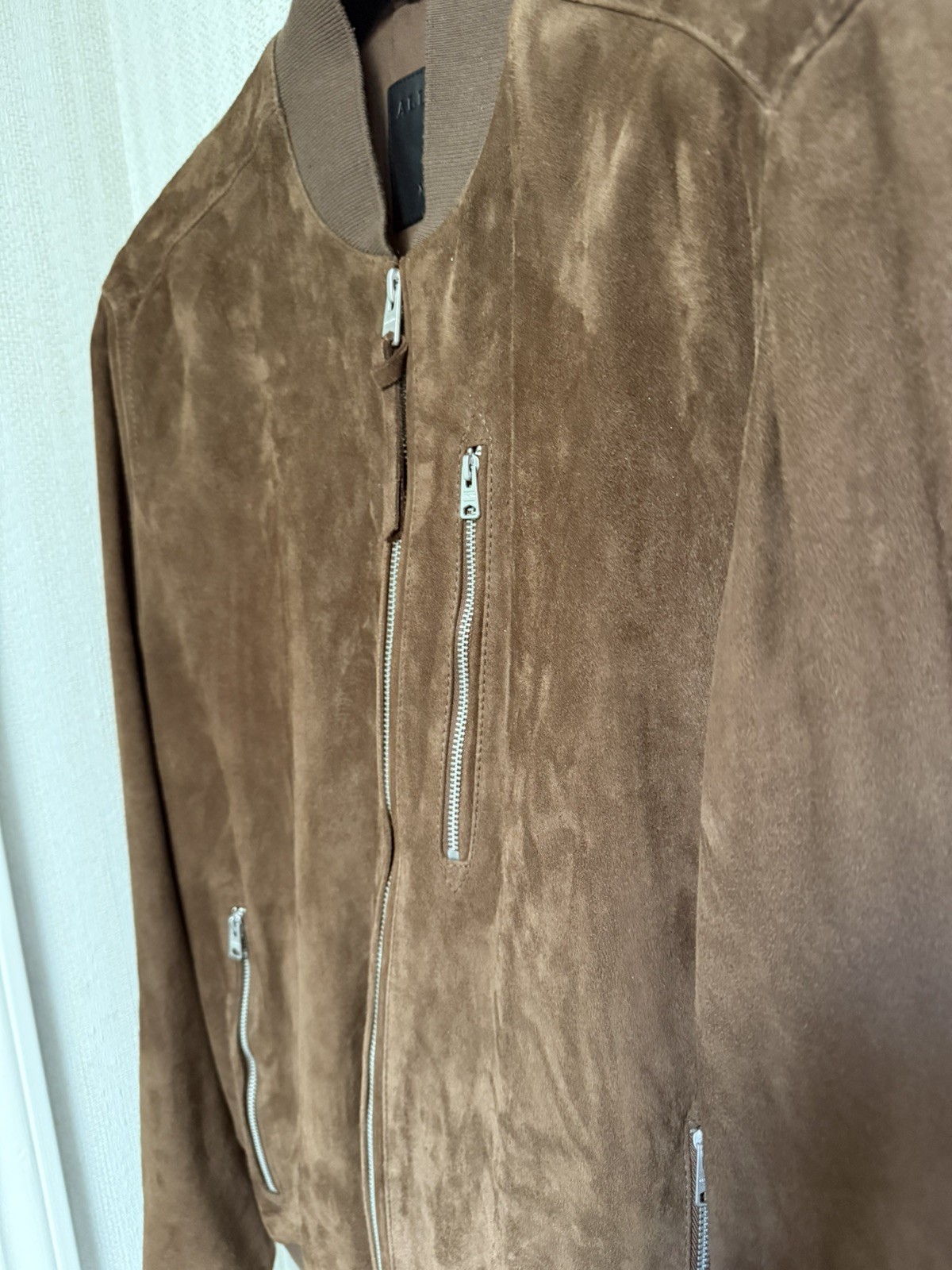 ALLSAINTS Men’s Kemble Suede Leather Bomber Jacket “Bitter Brown” Size Large. image 4