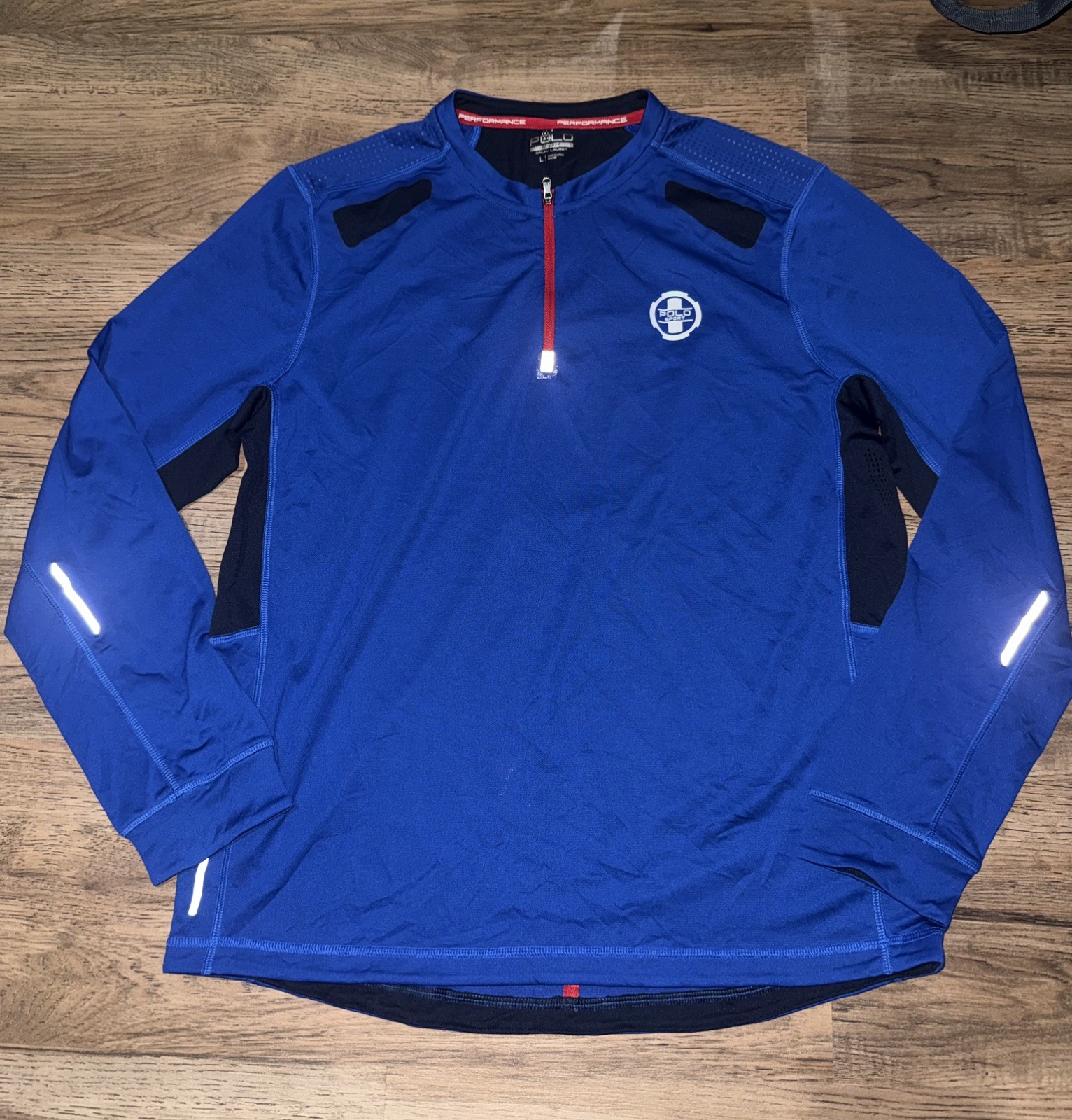 Polo Sport Ralph Lauren Pullover Jacket Men Large Blue Performance 1/4 Zip Shirt