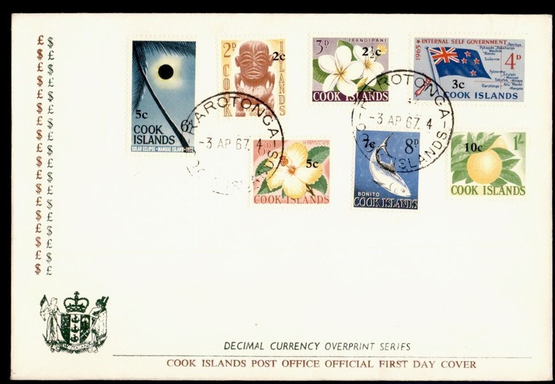 DR WHO 1967 COOK ISLANDS FDC DECIMAL CURRENCY OVPT R80403