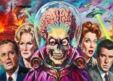 ACEO ATC Sketch - Mars Attacks! - 1/1 - Authenticity Stamp