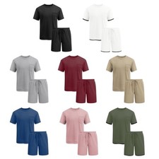 Men s Exercise Clothing Lightweight 2 Piece Short Sleeve T-Shirt and Shorts Set