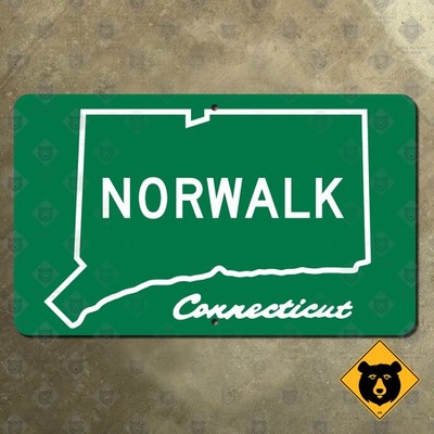 Connecticut Norwalk city limits sign highway boundary marker outline 22x13