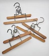 Lot of 6 Vintage Wooden Non-Slip Pants/Skirts/Cloths Clamp Clip Clothes Hangers