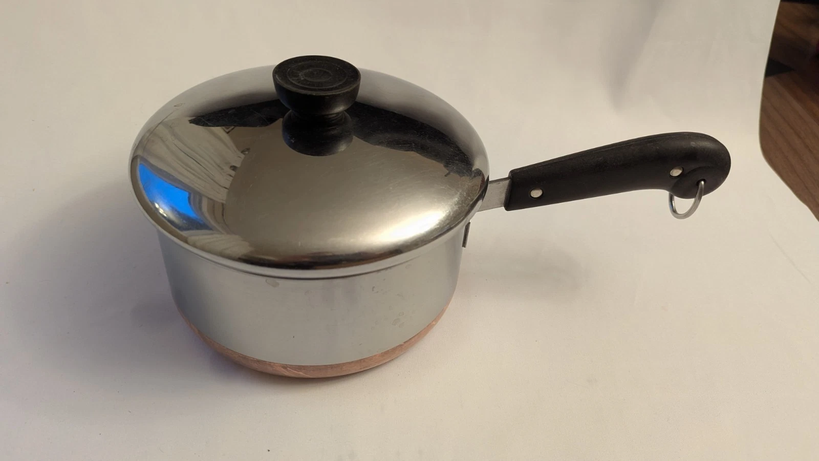 Vintage REVERE WARE 2 Qt. Copper Bottom Saucepan 1801 Pre 1968 USA