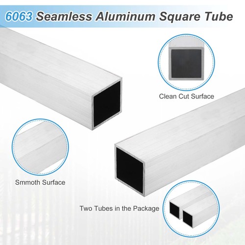 Aluminum Square Tubing,0.98"x0.98"x10" Long 0.12" Wall Thick Square Tube 2pcs - Picture 3 of 6