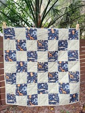 Handmade Baby Quilt Safari Jungle Animals Lion Giraffe Elephant Green 36x42 Crib