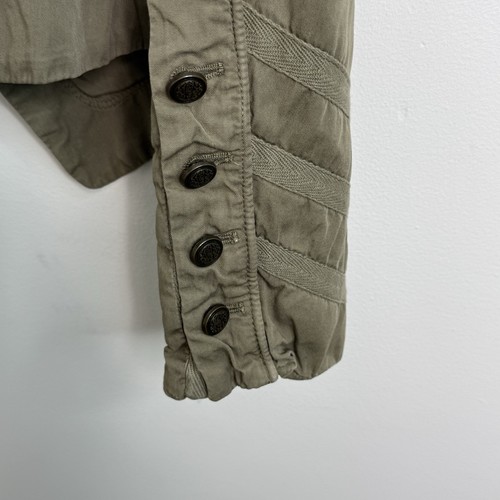ZARA Jacket Womens S Mandarin Collar Blazer Military Cotton Green Lined Y2K 2000 - Picture 4 of 17