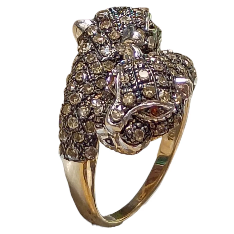 10K COUGAR головы желтое золото бриллиант кольцо Sz6 - Изображение 2 из 4