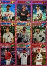 Nine 2026 Topps Heritage Pink Sparkle Refractor Parallels