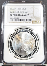 2023 SPAIN SILVER 10 EURO CENTEN 4TH CENTENARY NGC PF 70 ULTRA CAMEO RARE POP 1