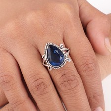 London Blue Topaz Gemstone 925 Sterling Silver Jewelry Women Ring For Engagement