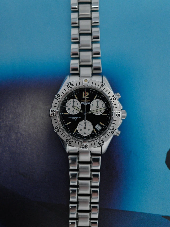 Breitling Colt Chronograph Steel Case 38 Mm Ref.A53035 Orig Bracelet - Immagine 3 di 4