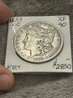 KEY XF 1893-CC MORGAN DOLLAR.  Nice even wear/toning. GUARANTEED. Trends $2850