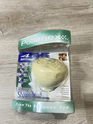 NEW Pollenex Massaging Showerhead 4 Settings Brass Fitting DM109 Vintage SEALED 