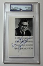 Joe Paterno Signed Inscribed Cut Photo on 3x5 Card Penn State Coach PSA/DNA