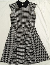 Ann Taylor Women's Sleeveless Collard Dress Checkered Black White Size 2