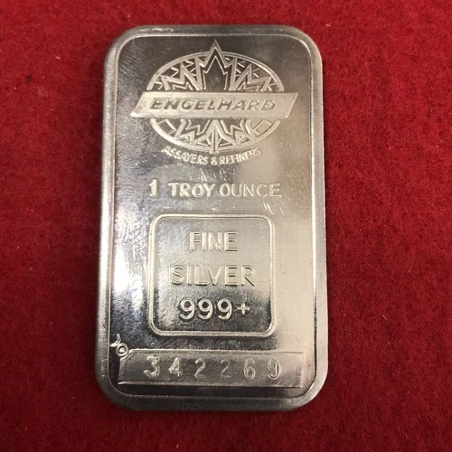 Engelhard 1 oz Silver Bar - Maple Leaf - Blank Reverse - Low Mintage