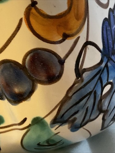 Vaso vintage Made in Italy in ceramica dipinto a mano viti acqua/bianco - Foto 7 di 9