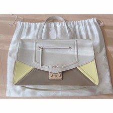 Borsa a tracolla Furla bianca grigia oro Hardware Borsa portaoggetti...