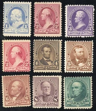 US Stamps # 219-25 MH F Fresh 1¢ To 10¢ Values w/ 219D Scott Value $640.00
