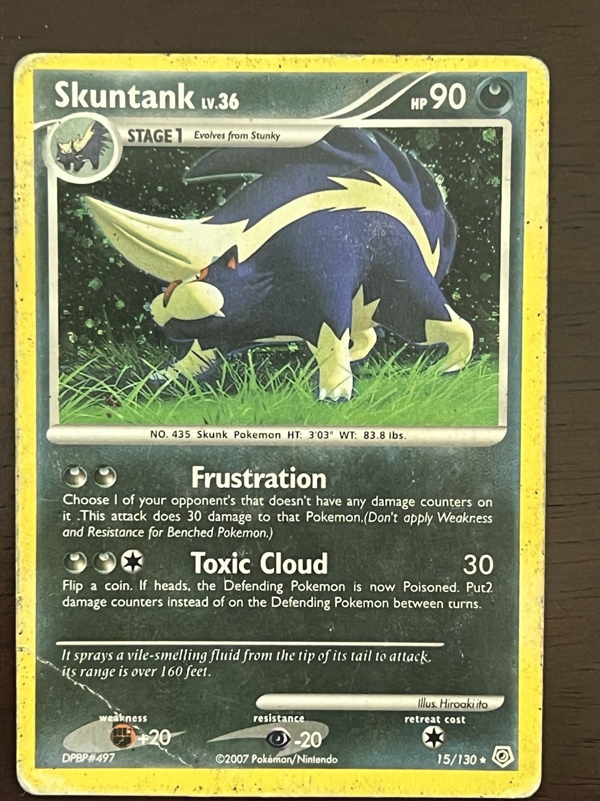 Pokémon Skuntank 15/130 2007 Stage 1 90 HP 30 Attack Individual Card