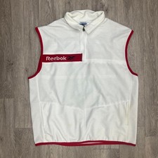 Reebok vintage mens white red cotton tennis vest with red trim XL
