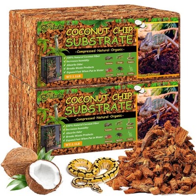 Riare 4 Pack Natural Coconut Chip Substrate for Reptiles- Compressed 4 pack