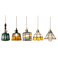 Lampe à suspension polyvalente en vitrail pour salon et café