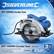 Silverline Electric Circular Saw - Heavy Duty 1200W & 185mm Blade + Accessories