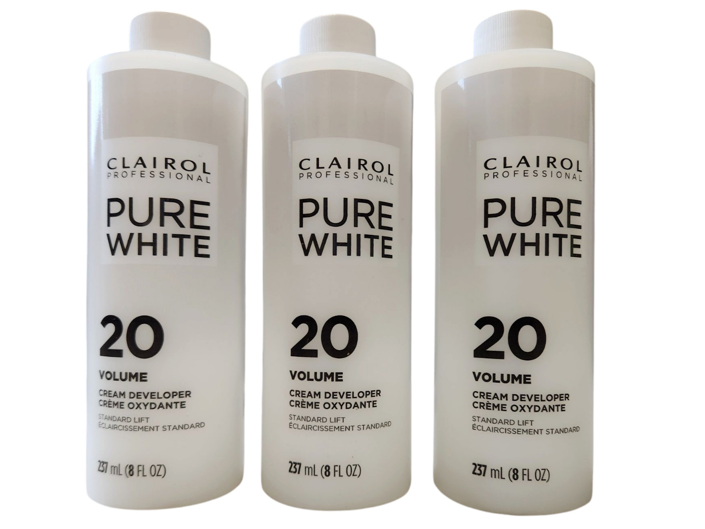 CLAIROL PURE WHITE 20 CREME DEVELOPER STANDARD LIFT  8 oz  - PACK OF  3