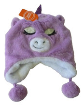 Girls Violet Hat Unicorn Face New
