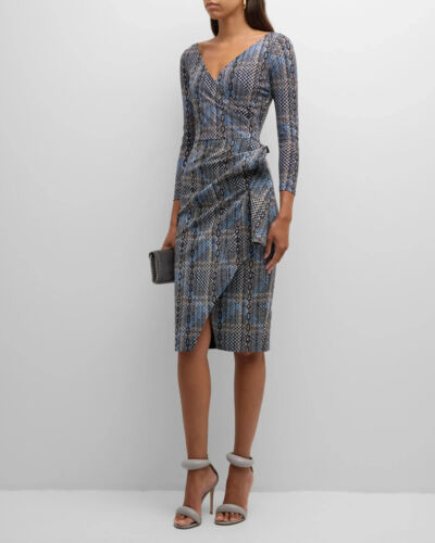 Neu mit Etikett Chiara Boni Irida kariertes Chian Hahnentrittmuster Kleid 10 USA/46 IT UVP $ 795 - Bild 3 von 12
