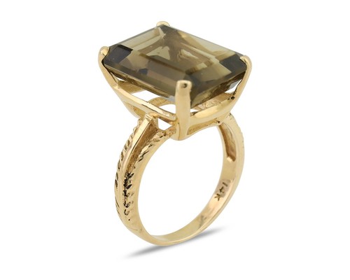 Women Natural Smokey Topaz Solitaire 14k Solid Gold - Picture 2 of 9