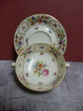 Vtg  Dresden Sprays Cream Soup Bowl and Underplate CL Made in England