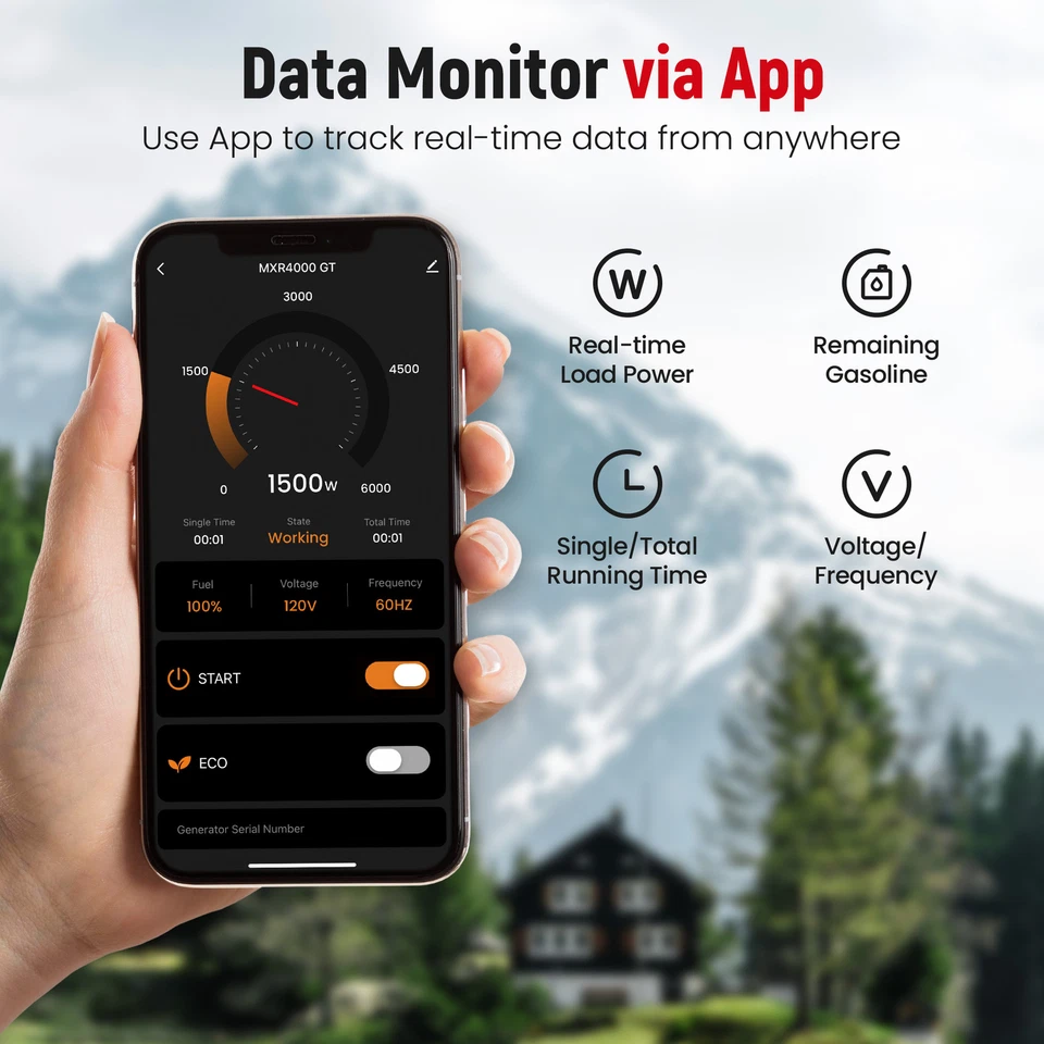 4000W Portable Super Quiet Dual Fuel Inverter Generator Bluetooth Start for Home - Image 3 of 4