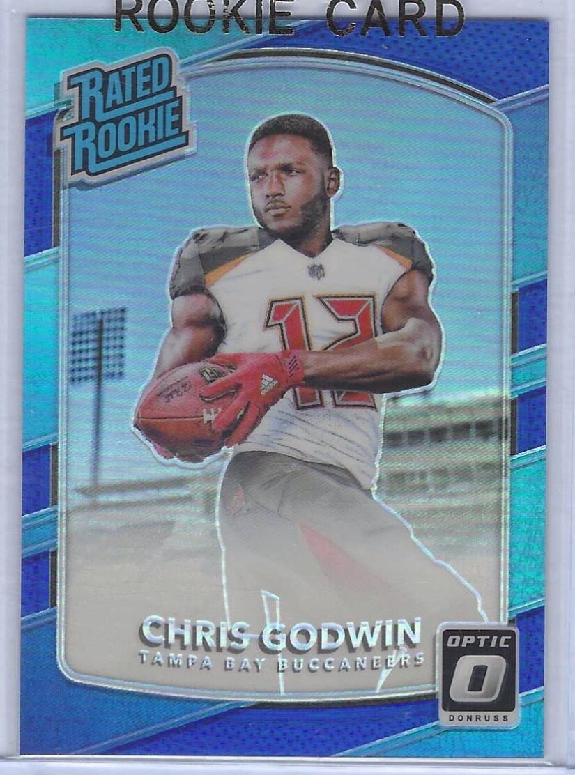 CHRIS GODWIN 2017 PANINI DONRUSS OPTIC BLUE HOLO RATED ROOKIE RC #D 099/149